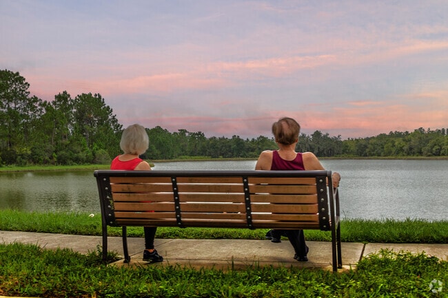 After a good walk, enjoy a nice relaxing sunset on a park bench in Lake Sylvia Park.