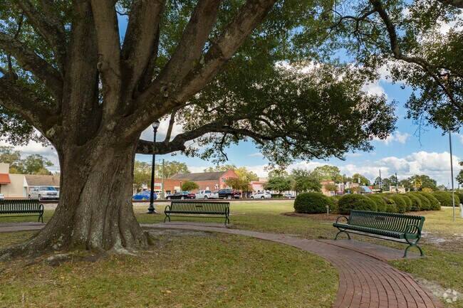 Take shade at the memorial park in Pembroke.