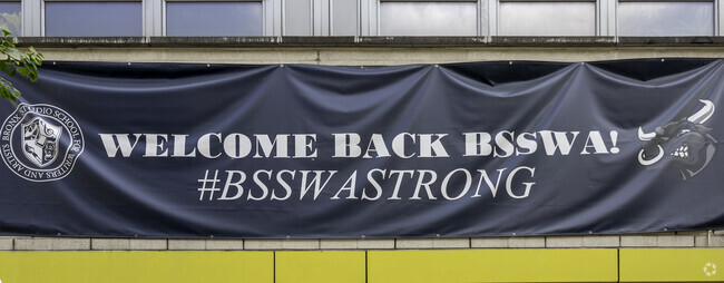 Woodstock: Bronx Studio School for Writers & Artists shows a welcome sign in Longwood.
