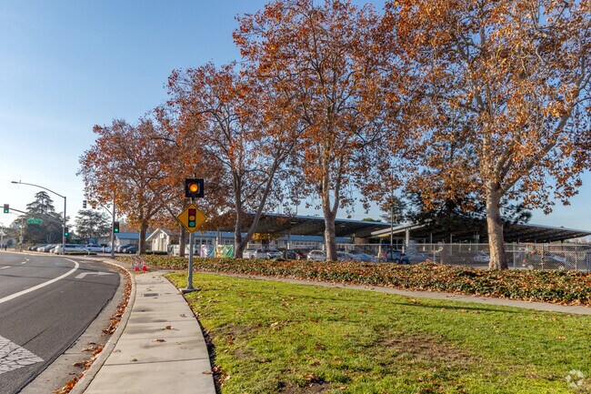 A view of Washington Elementary School buildings from the street in Santa Clara.