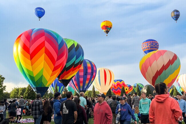 The annual Spirit of Boise hot air balloon festival is held at Ann Morrison Park in September.