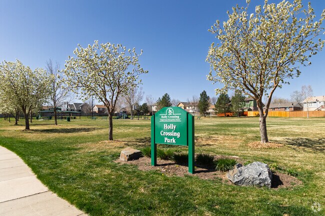 Holly Crossing Park has a large field and playgrounds for the kids.,