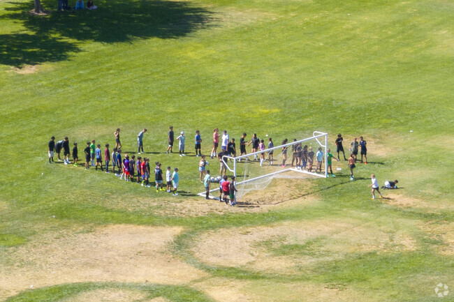 Kids play soccer at Hilmar Middle School in Hilmar.