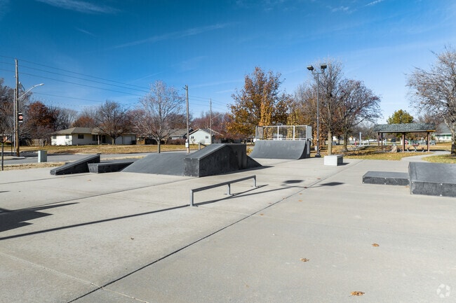 Practice your skating tricks at the skate park in Hesston's King Park.