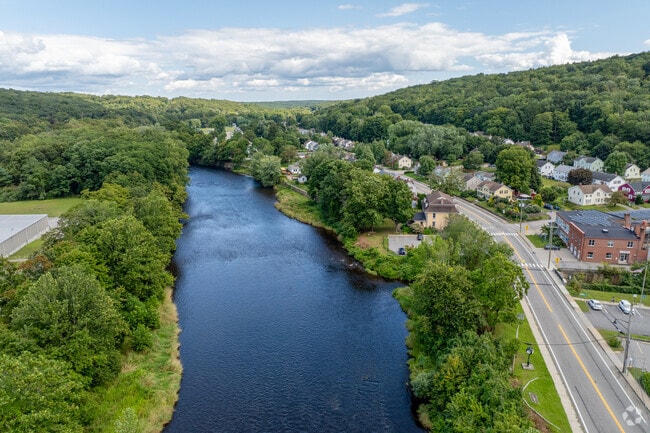 The Shetucket river runs through the town center of Sprague, once a vital source for mill power.
