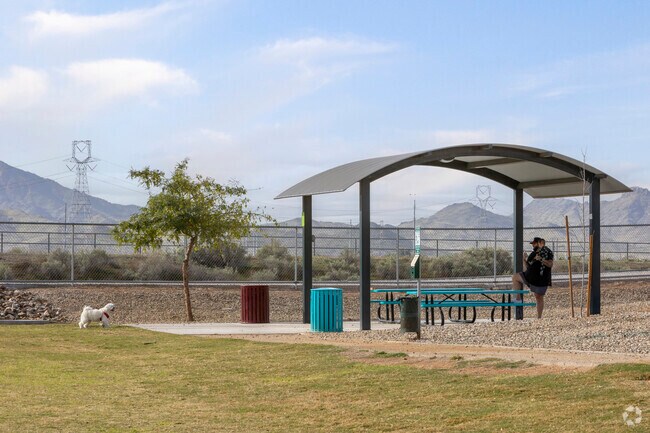 A father takes his kid and dog to play at Festival Fields Park in Avondale.