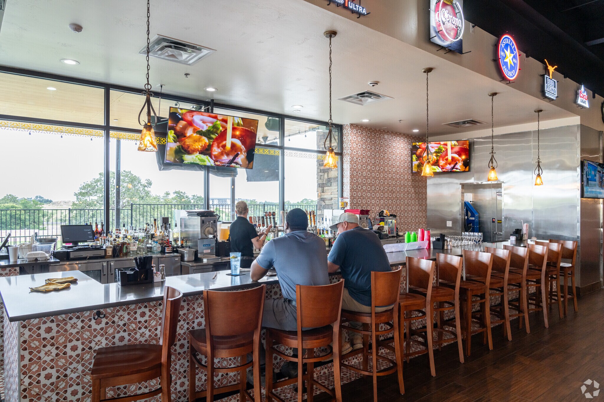 Casa Garcia's offers cozy bar seating, perfect for meeting friends after work.