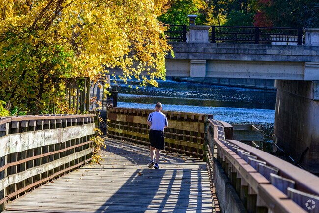 The Turner-Dodge stretch of the  Lansing River Trail runs along the Grand River.