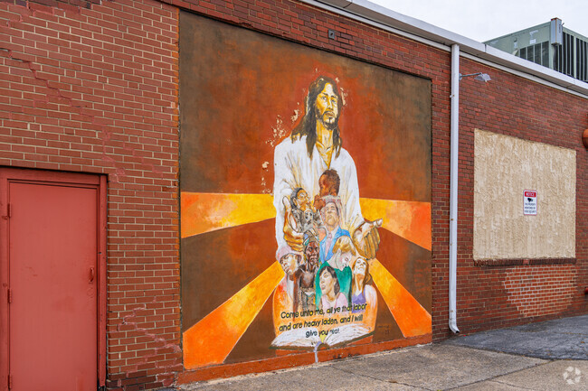 Local artists have decorated the area of Riverside with colorful murals.