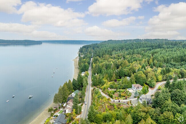 Seabeck’s forested shoreline stretches along Hood Canal.