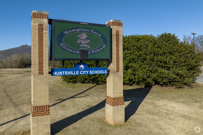 Sign for Hampton Cove Middle School in Owns Cross Roads Alabama.