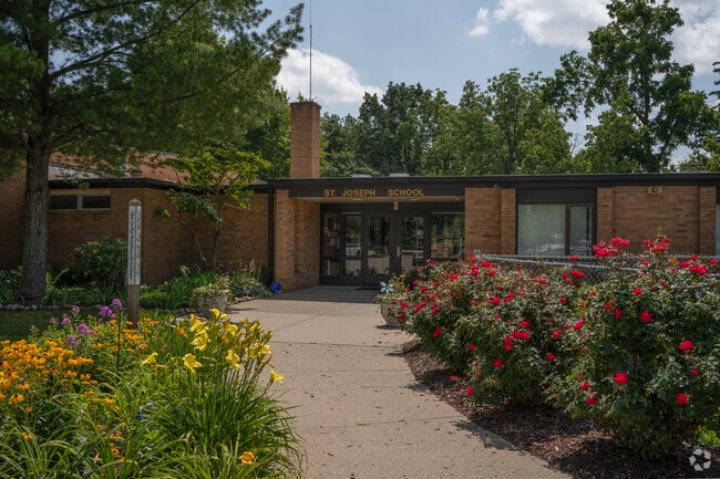 St Joseph Catholic School front entrance in Downtown Howell.