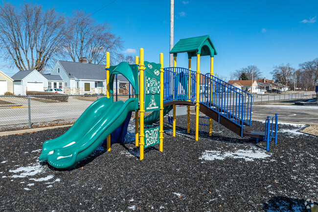 Children can play on the playground equipment at Kewaskum Elementary School in Kewaskum, WI.