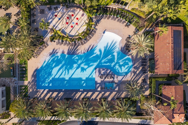 The beautiful swimming pool at The Grove Clubhouse located at Baker Ranch, California.