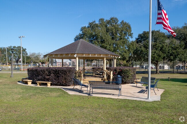 Elberta town Park has a large green space for hosting events with a large gazebo.