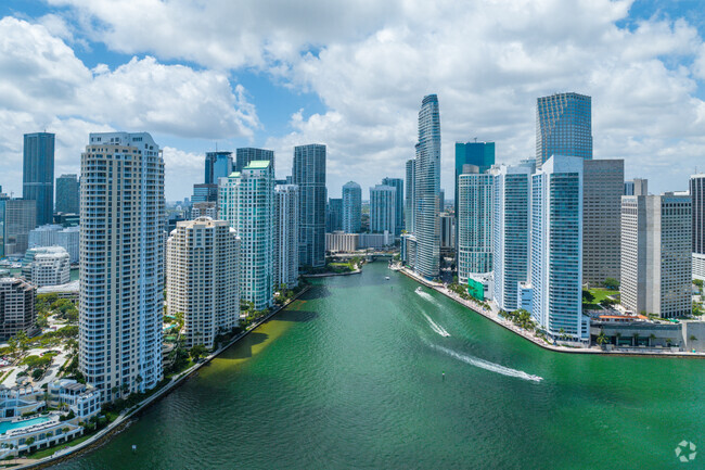 Many of the high rise condos have a view to the entrance to the Miami River.