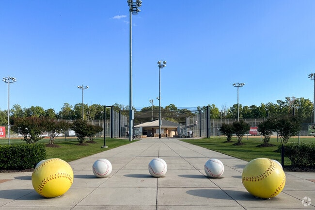 Chichester Park in Falmouth offers multiple baseball fields for visitors to take advantage of.