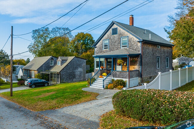 Cedar shake siding is common in Tiverton on Cape Cod houses.