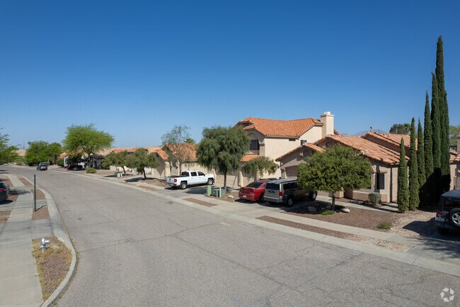 Stucco homes are frequent in Harrison East South neighborhoods.
