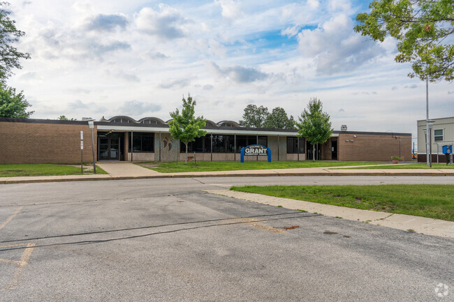 A view of the Grant Elementary School buildings from the street.
