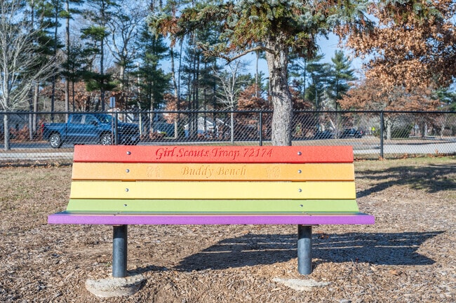 Rest with a friend on the buddy bench at Chandler Elementary School in Duxbury