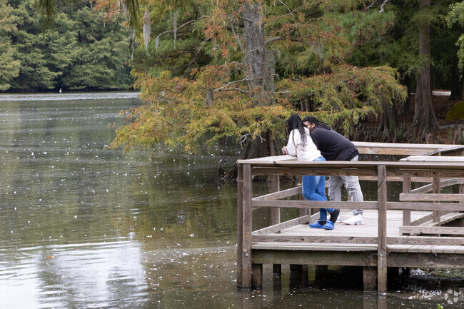 Many overlooks on Swan Lake provide Mulberry residents a chance to relax and enjoy.