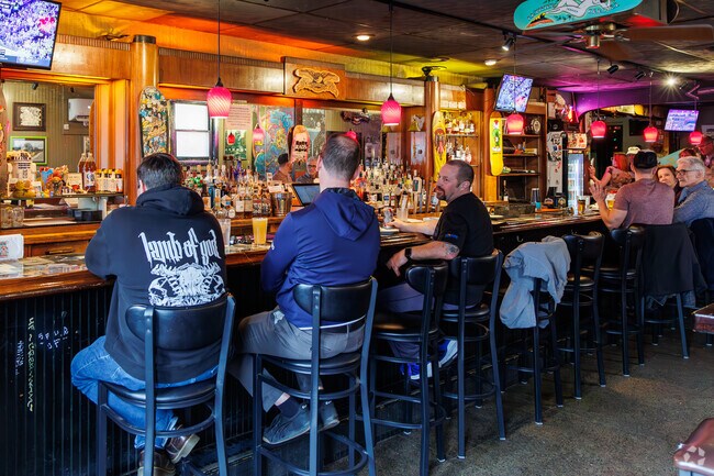 Johnny Rads, a locally owned pizza restaurant in Upper Fells Point has a lively punk atmosphere.