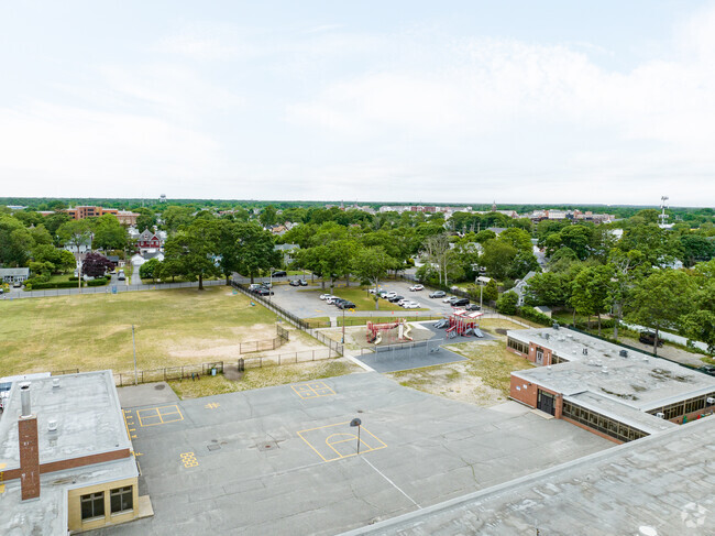 Bay Elementary School has a massive school yard for the children.