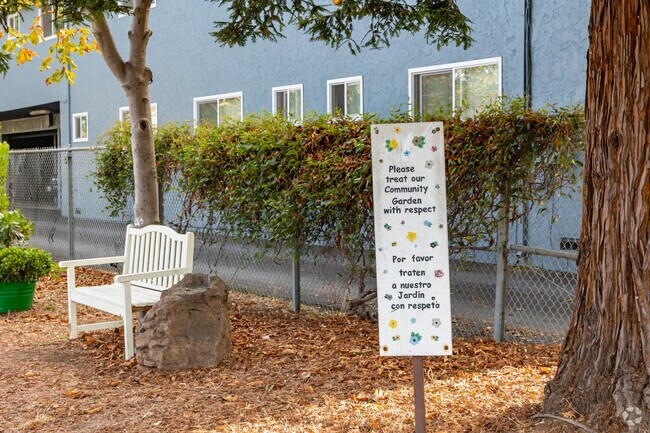Students enjoy the community garden at Gabriela Mistral Elementary School.