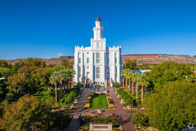 The St. George Utah Temple stands tall above all else in St. George.