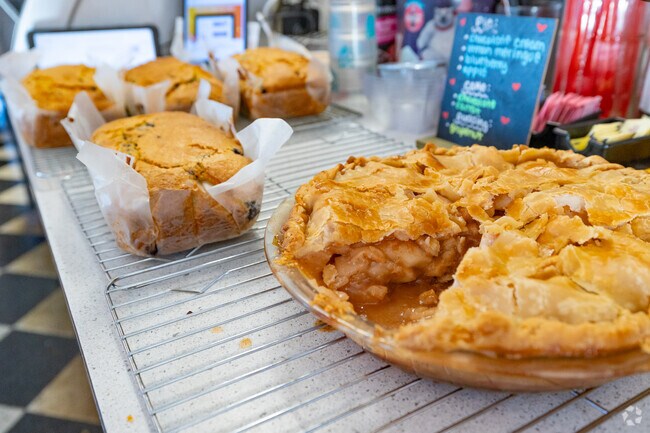 Cindy's Diner and Restaurant makes excellent pies and blueberry bread for their French toast.