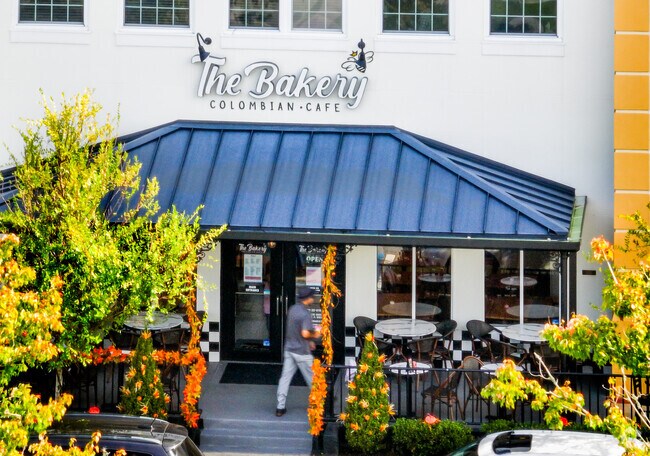 The Bakery keeps a steady flow of traffic across from Founders Square.