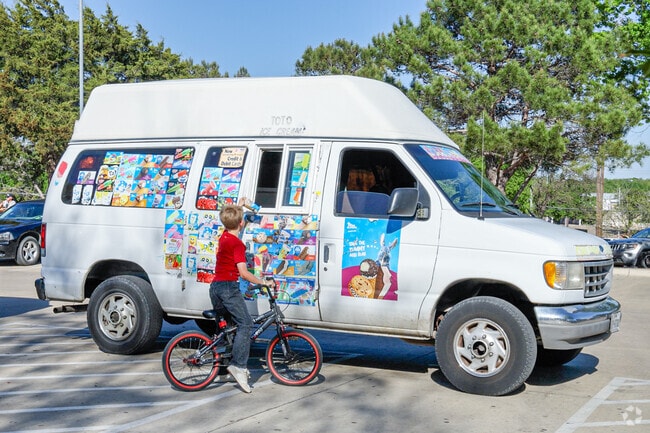 The local ice cream truck makes stops at Debusk Park in Mesquite, Tx.
