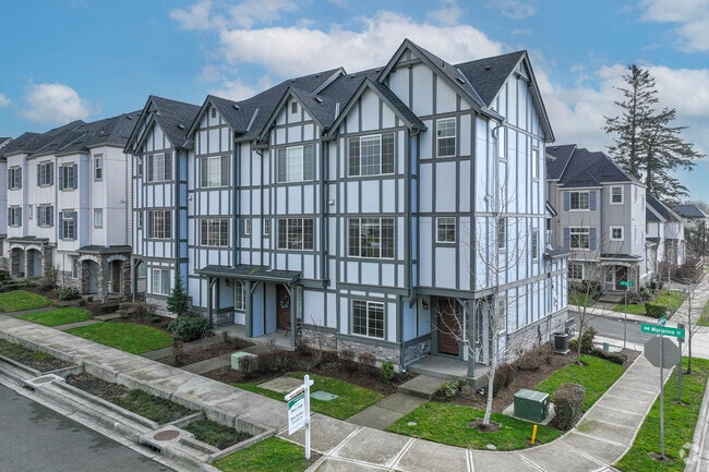 Newly built Tudor style townhomes in Bethany.