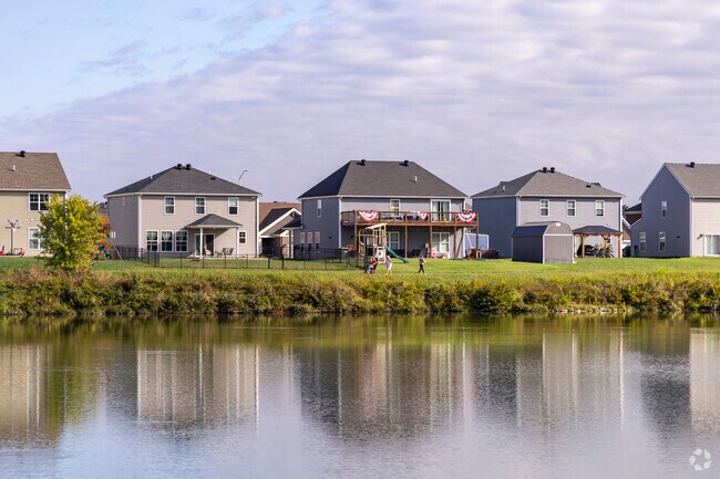 Contemporary homes line the water's edge in the Shifley-York neighborhood.