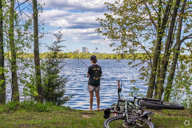 People can enjoy fishing at Lake Harriet.