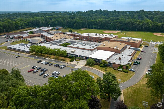 An aerial view of Chatham High School's campus in Chatham, NJ.