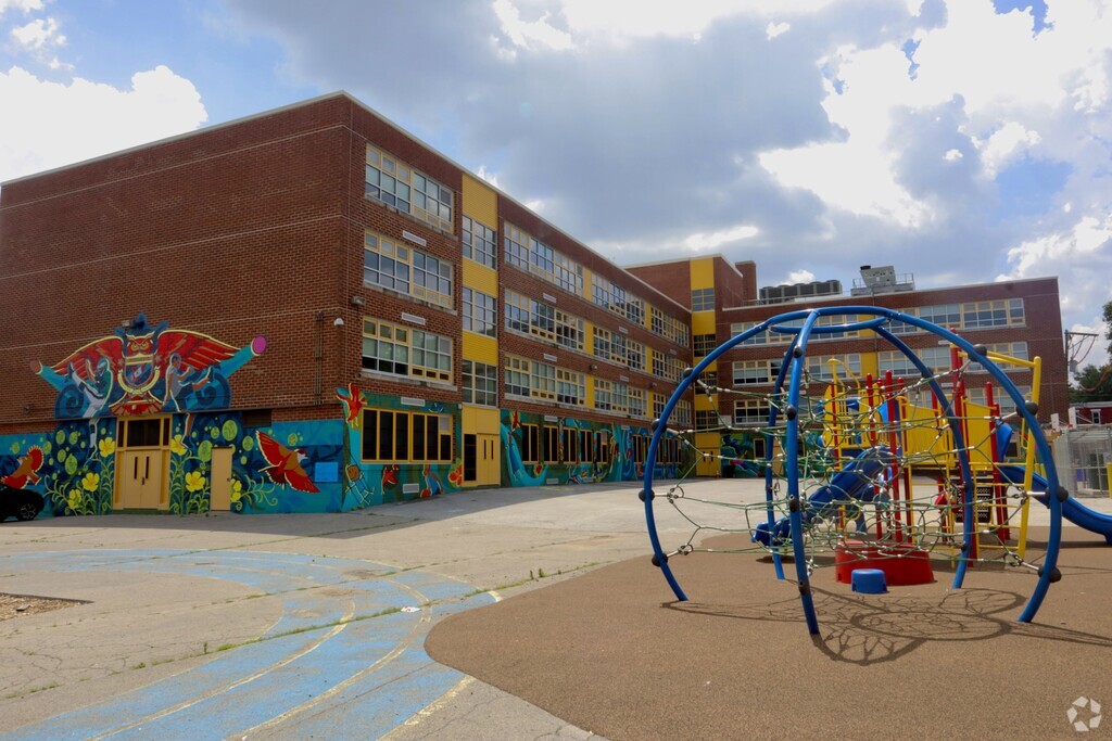 The colorful playground at The James Rhoads Elementary School in Mill Creek, Pennsylvania.