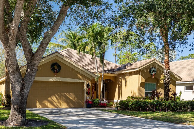 Many Autumn Woods homes have large shading trees on the property.