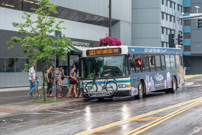 There are several bus stops in Denfeld that can take you to downtown Duluth.