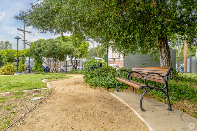 Walk around the path in Glendale Heritage Garden.