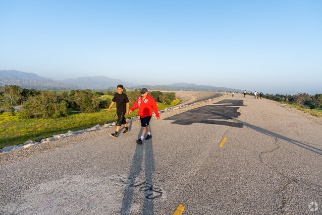 Plenty of people walk along the trails at the Hansen Dam Recreation Center.