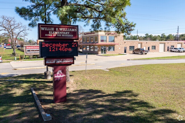 Willie E. Willams Elementary School announcements are displayed on the sign entering the school.
