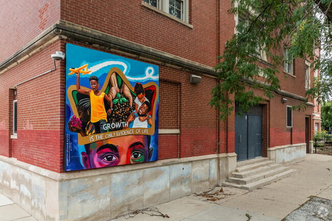 A mural is on the corner of the Till Elementary Math & Science Academy building.