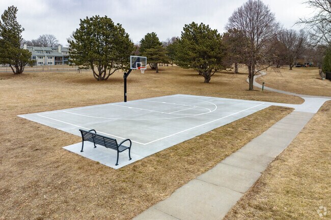 Applewood Heights Park has options for many different activities including basketball.