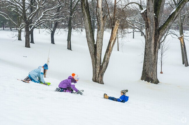 Kenwood Park has spots for sledding in the winter.