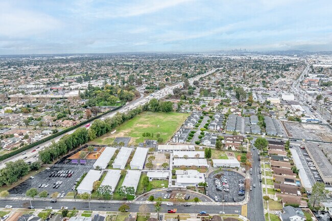 Aerial view of Unsworth Elementary School in Downey