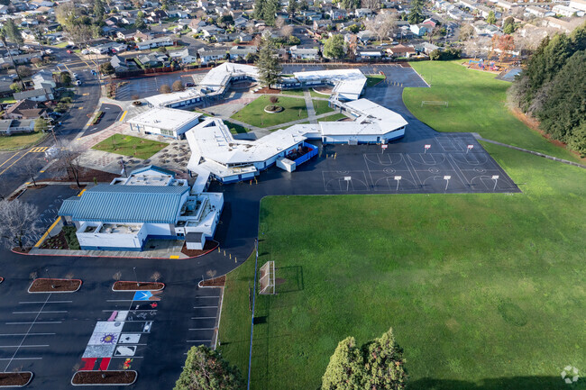 Technology High School offers a sprawling campus when viewed from above.