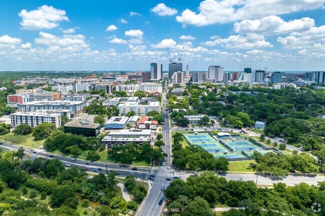 Aerial Of The West Campus Neighborhood Of Austin, TX.