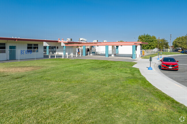 The entrance to DH White Elementary School is wide and welcoming.